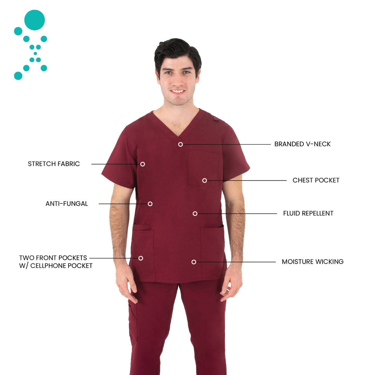Men's V-Neck Top - 2410 - Wine