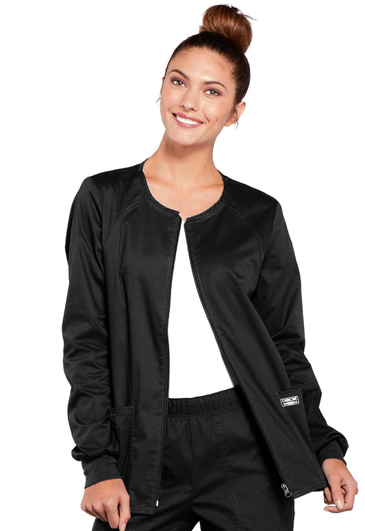 Women's 3-Pocket Zip Front Scrub Jacket - 4315 - Black