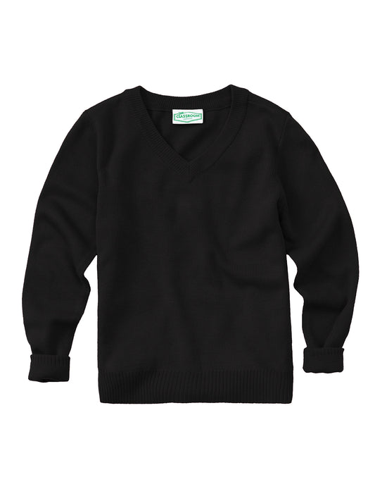 Adult Unisex Long Sleeve V-Neck Sweater - 56704 - Black