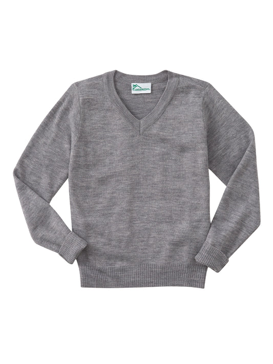 Adult Unisex Long Sleeve V-Neck Sweater - 56704 - Heather Gray