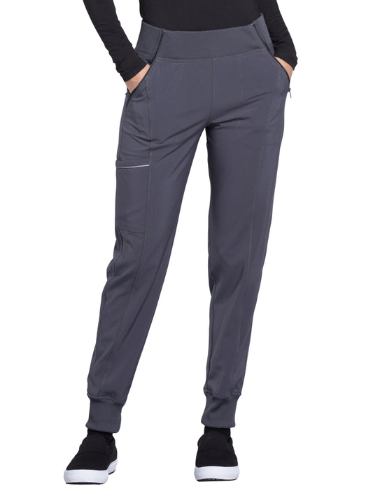 Women's Elastic Waistband Mid Rise Jogger Pant - CK110A - Pewter