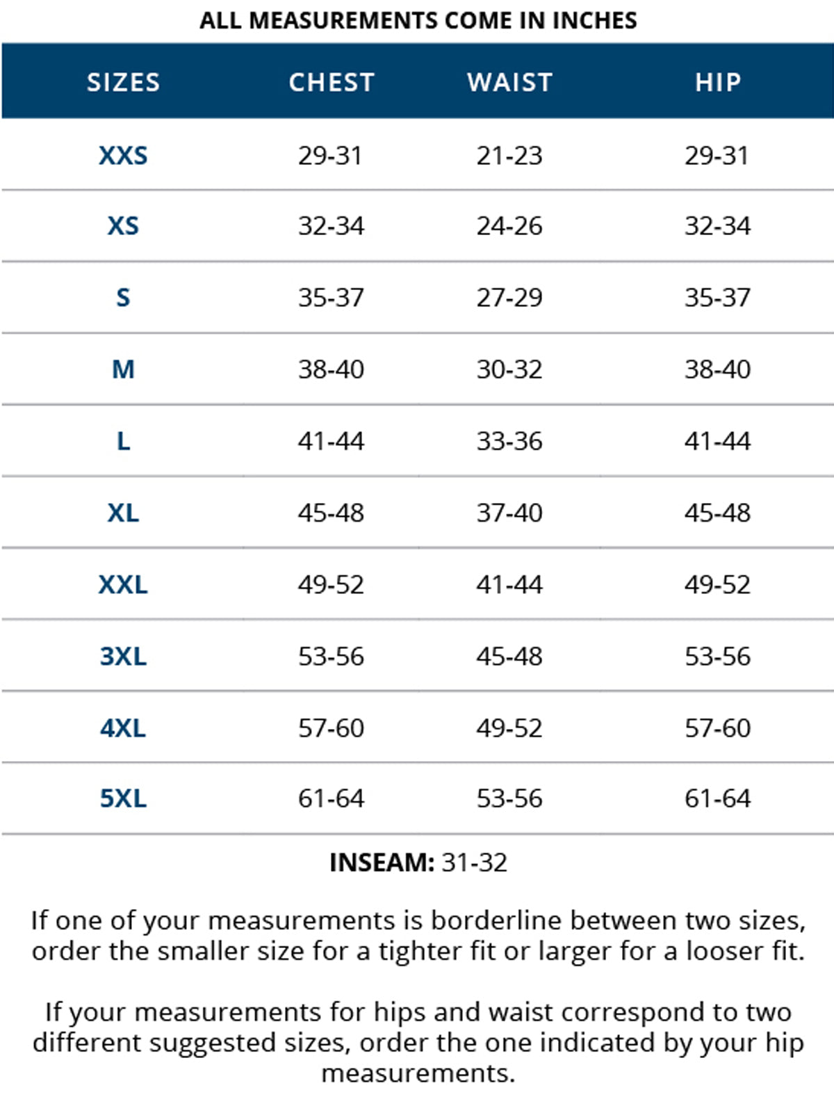 SIZECHART