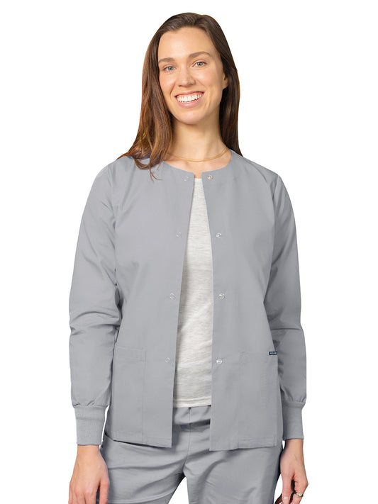 Women's Round Neck Jacket - 602 - Silver Gray