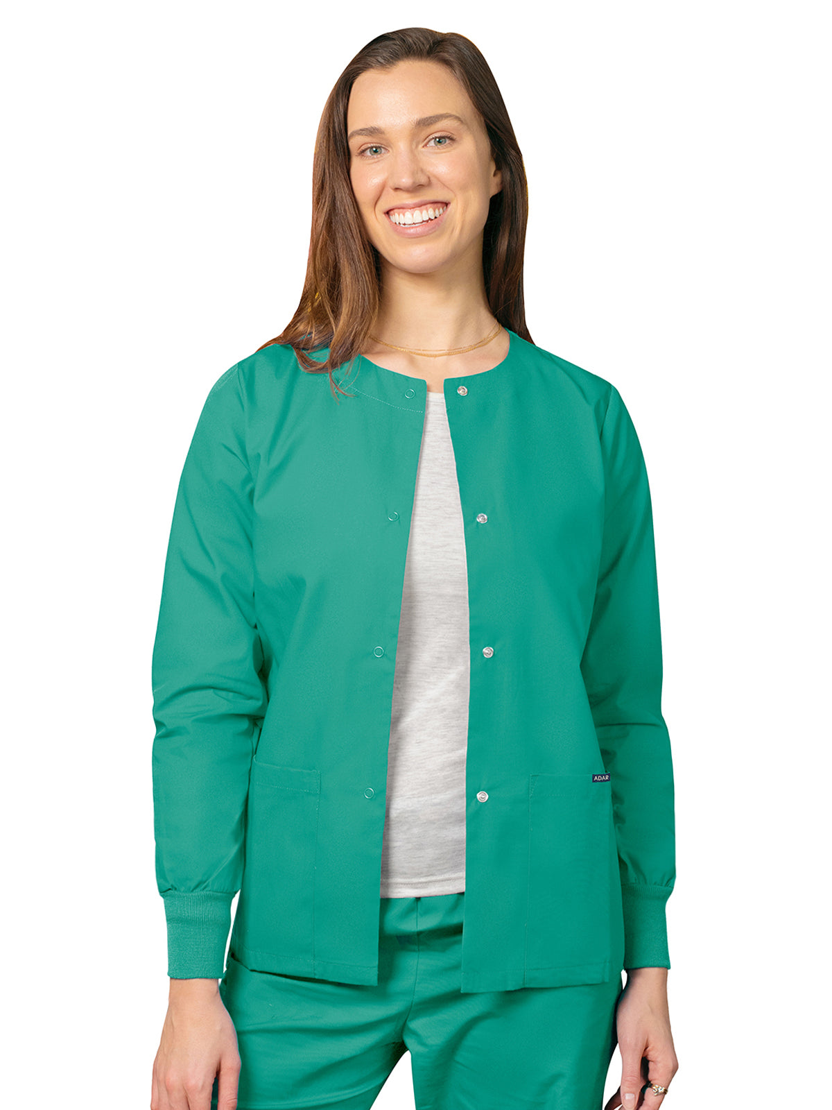 Women's Round Neck Jacket - 602 - Surgical Green