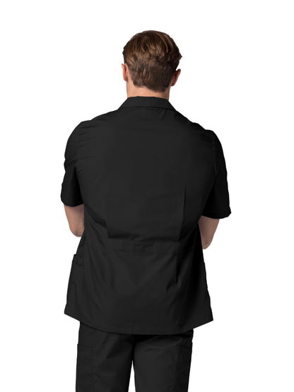 Men's Zippered Short Sleeve Scrub Jacket - 607 - Black