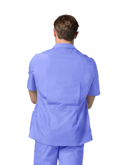 Men's Zippered Short Sleeve Scrub Jacket - 607 - Ceil Blue