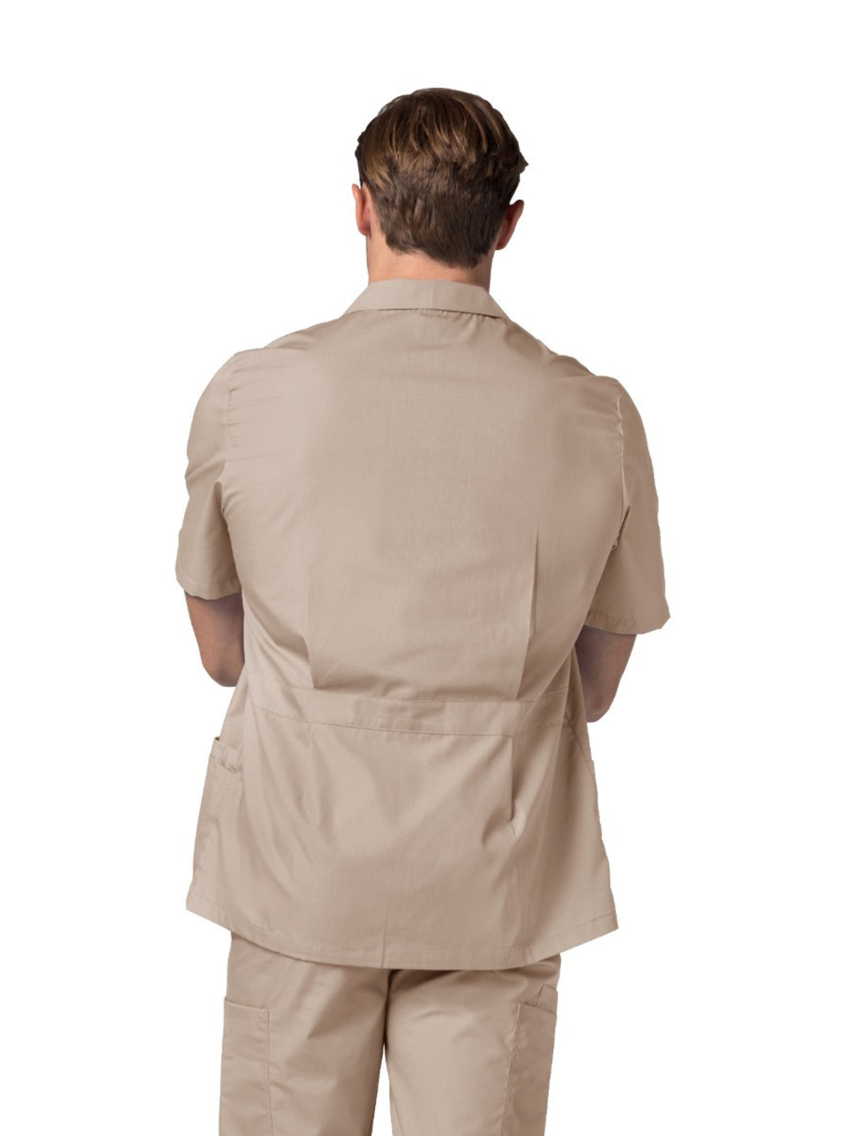 Men's Zippered Short Sleeve Scrub Jacket - 607 - Khaki