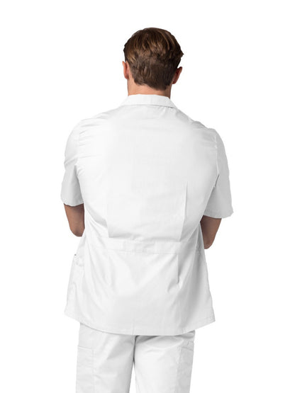 Men's Zippered Short Sleeve Scrub Jacket - 607 - White