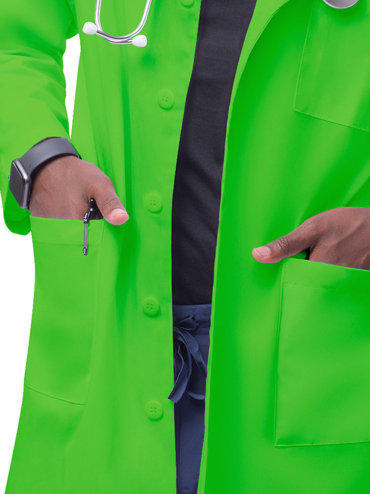 Unisex Five-Pocket 39" Lab Coat - 803 - Neon Lime Green