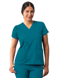 Women's Multi-Pocket V-Neck Top - A6008 - Caribbean Blue