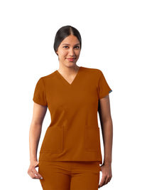 Women's Multi-Pocket V-Neck Top - A6008 - Caramel