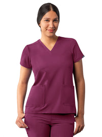 Women's Multi-Pocket V-Neck Top - A6008 - Wine