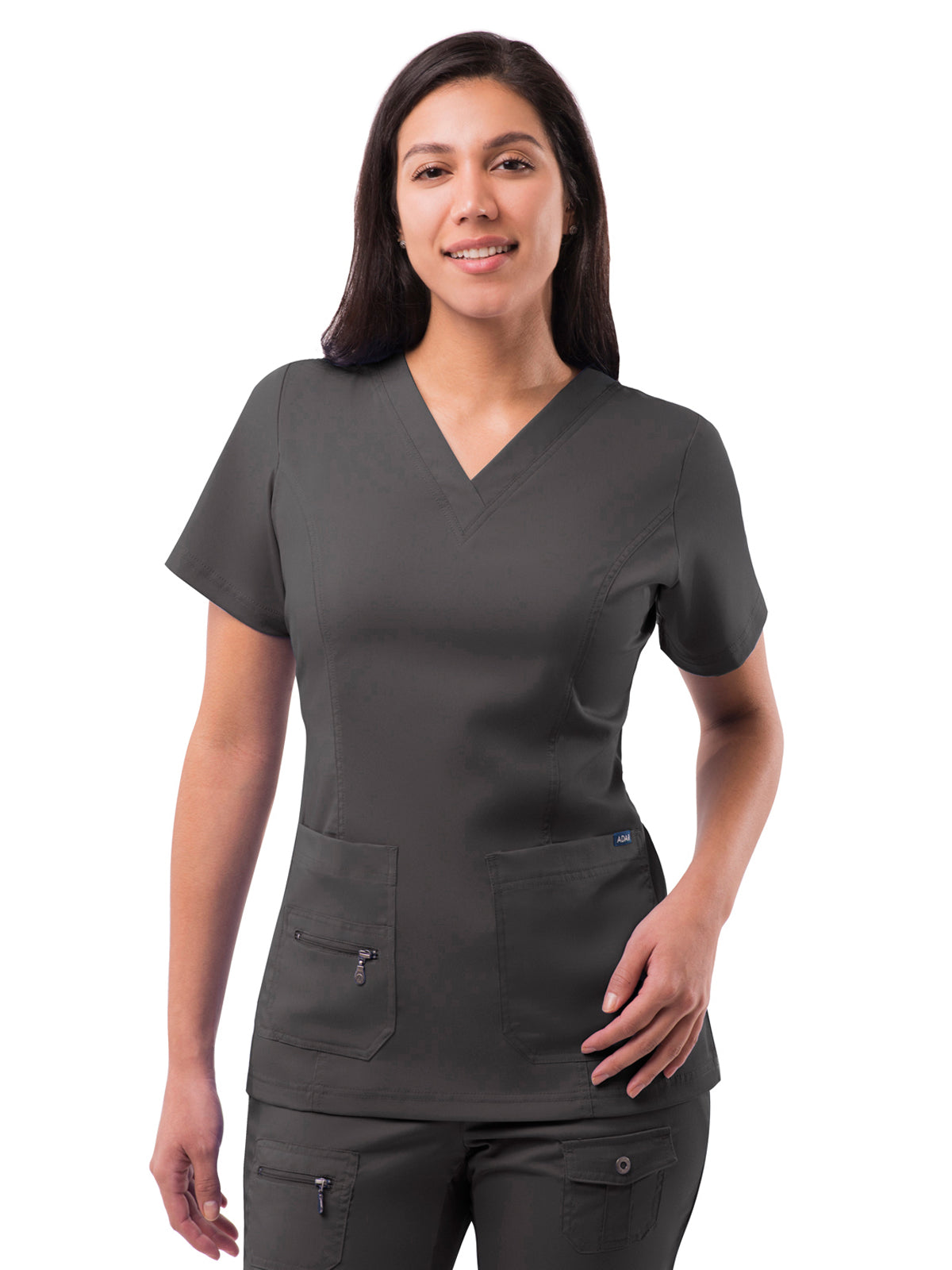 Women's V-Neck Elevated Top - P4212 - Pewter