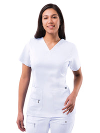Women's V-Neck Elevated Top - P4212 - White