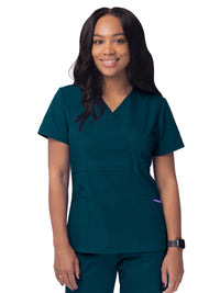 Women's Mock Wrap Top - S8302 - Caribbean Blue