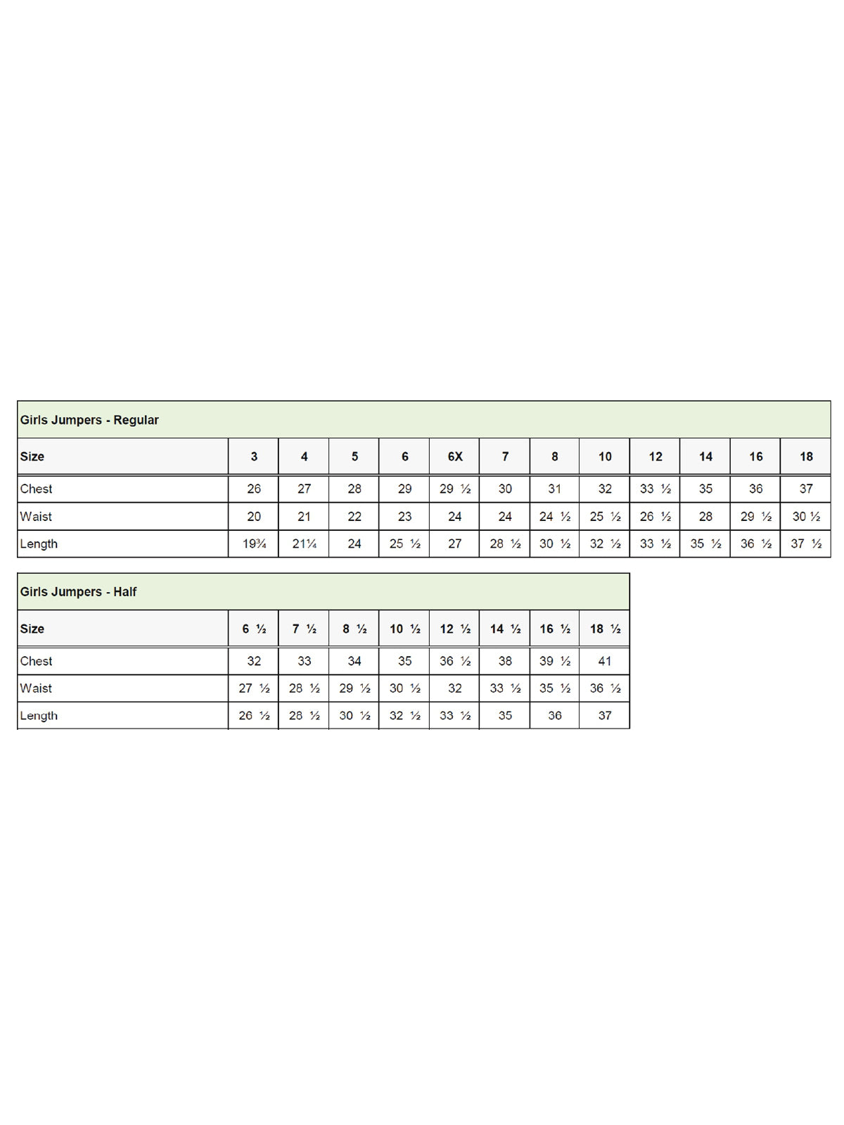 SIZECHART