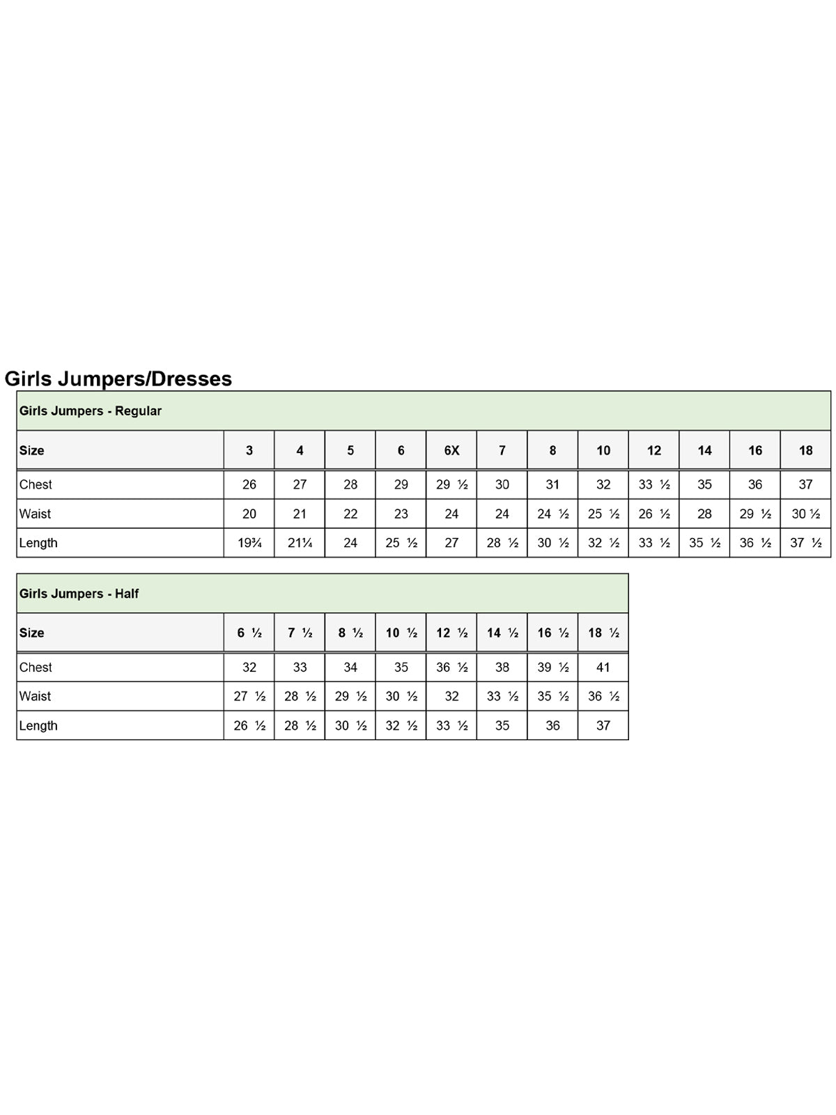 SIZECHART