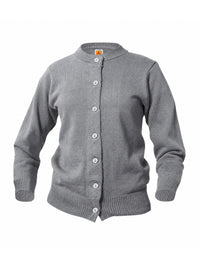 Women’s & Girl’s Jersey Knit 7-Button Crewneck Cardigan - 6000 - Grey Heather