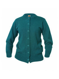 Women’s & Girl’s Jersey Knit 7-Button Crewneck Cardigan - 6000 - Green