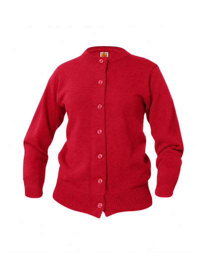 Women’s & Girl’s Jersey Knit 7-Button Crewneck Cardigan - 6000 - Lipstick