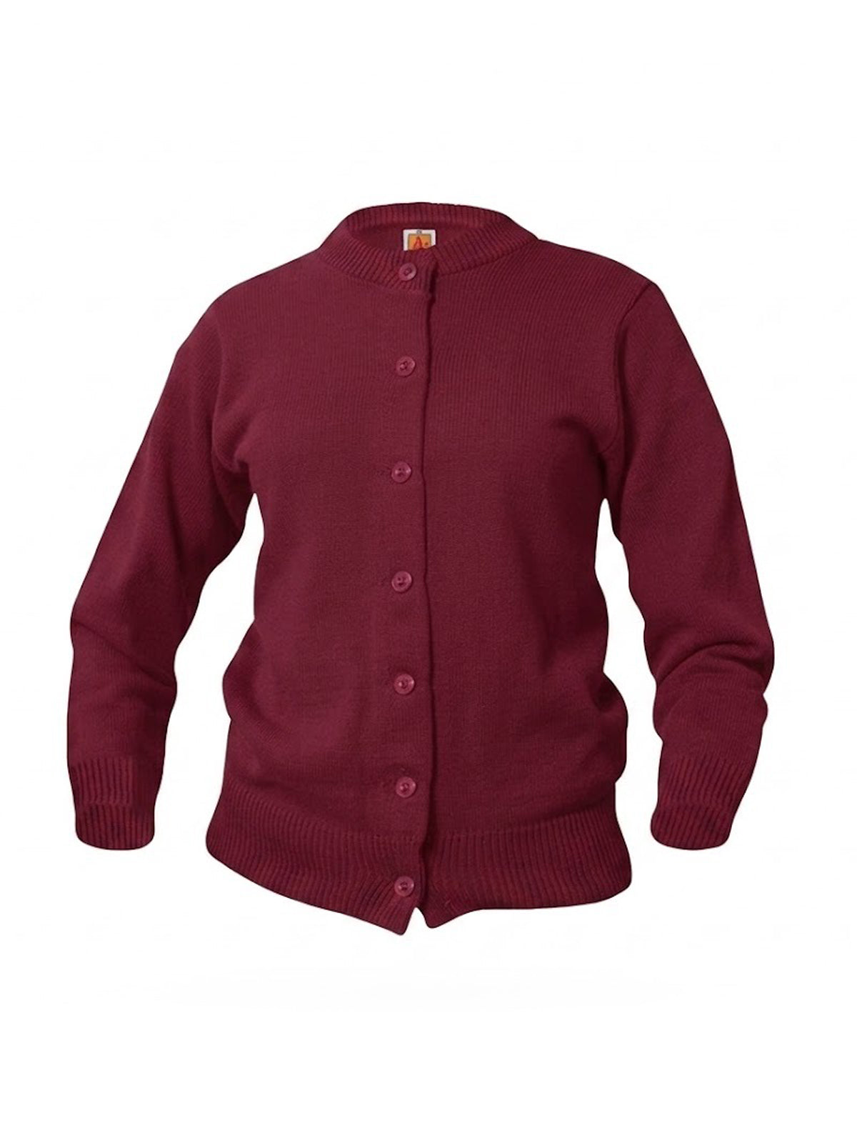 Women’s & Girl’s Jersey Knit 7-Button Crewneck Cardigan - 6000 - Wine