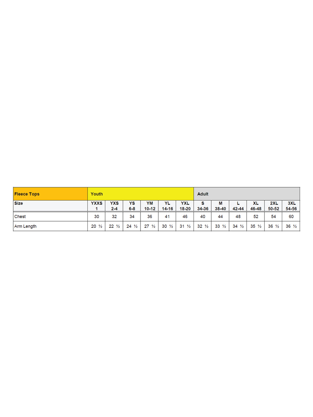 SIZECHART