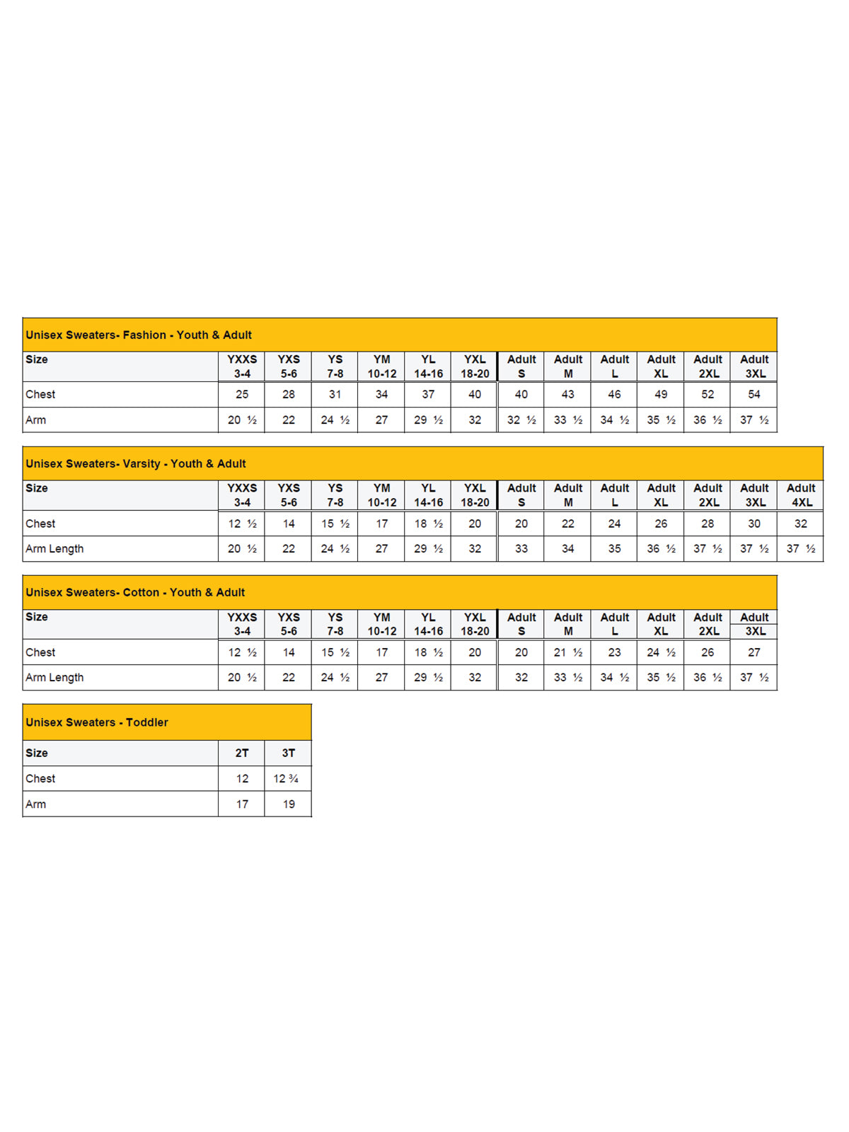 SIZECHART