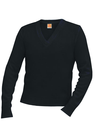 Unisex Jersey V-Neck Long-Sleeve Pullover Sweatshirt - 6500 - Black