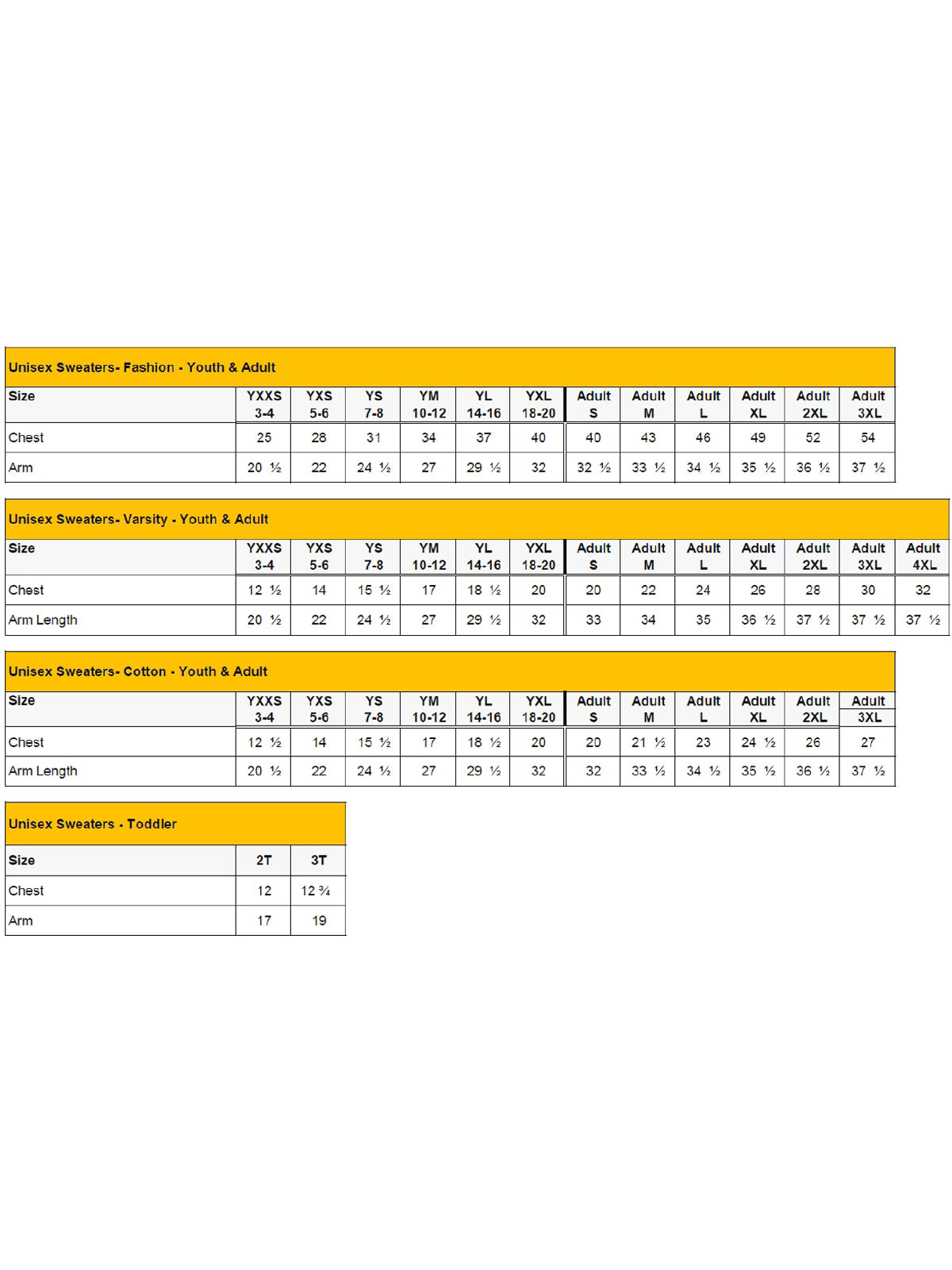 SIZECHART