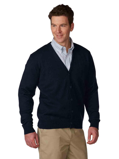 Unisex Jersey Knit 5-Button V-Neck Cardigan Sweater - 6745 - Navy