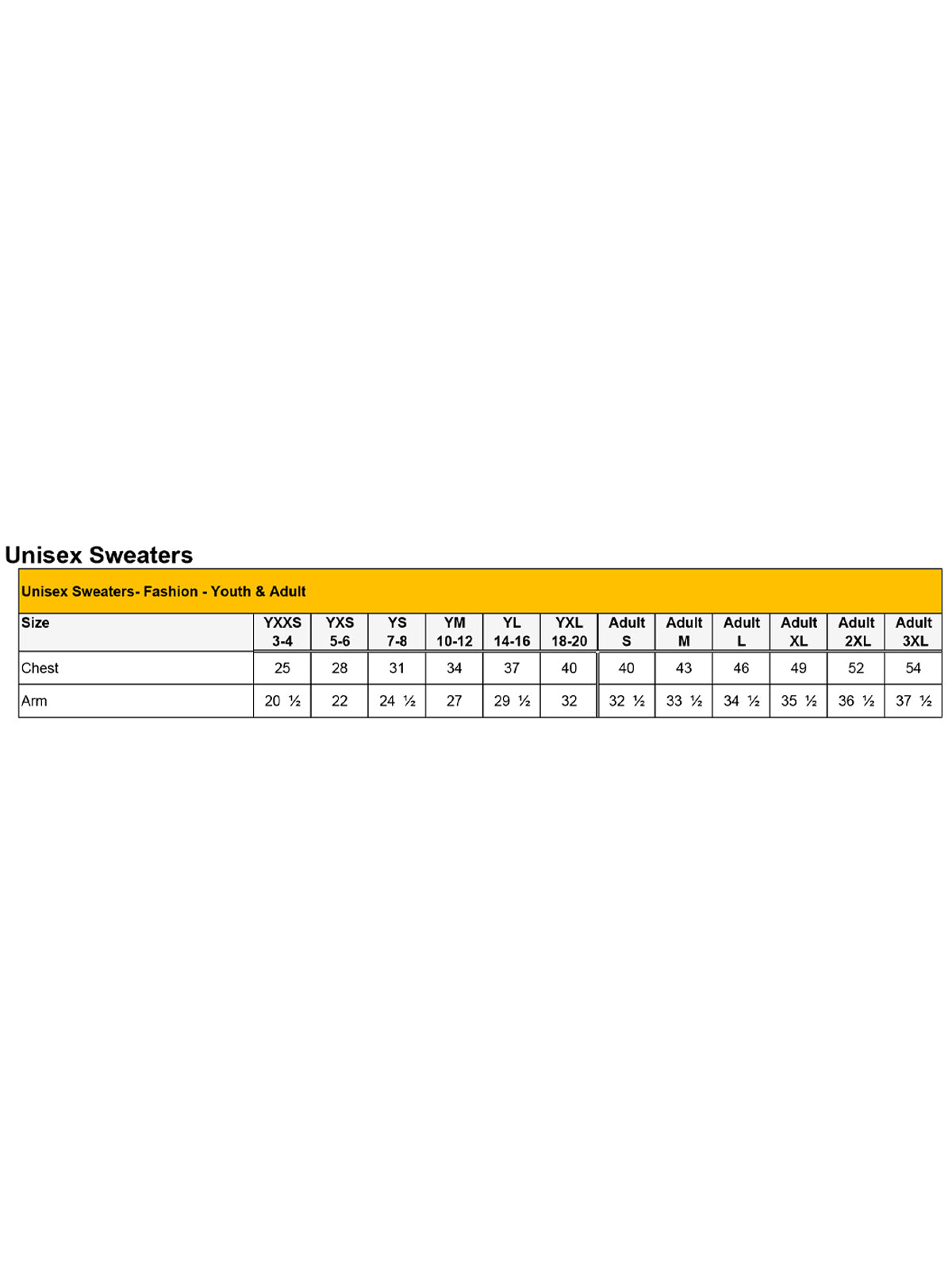 SIZECHART