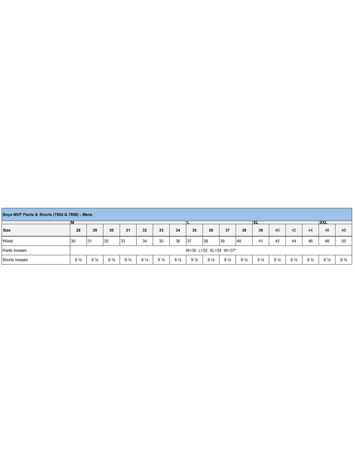SIZECHART