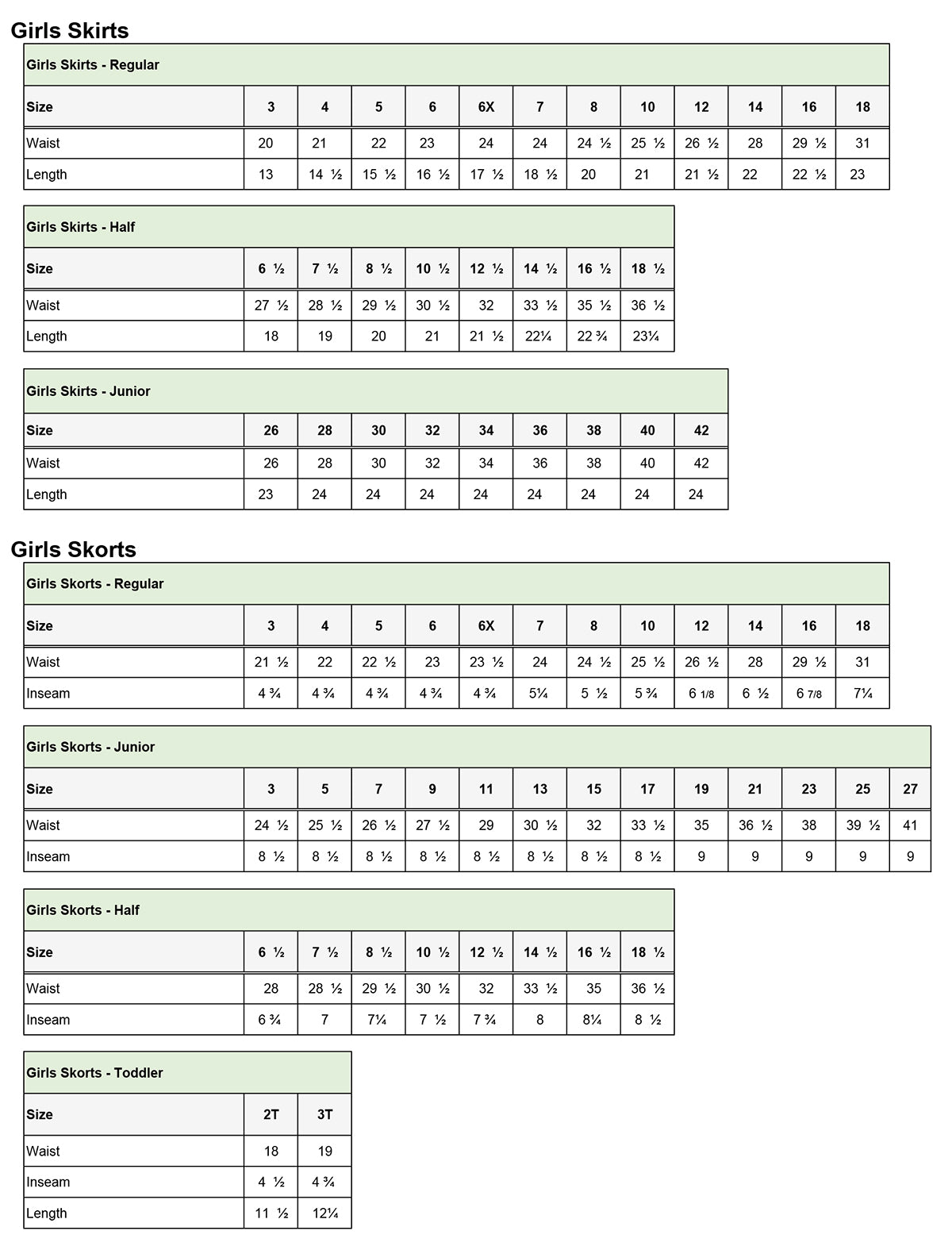 SIZECHART