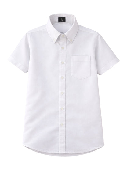 Unisex 1-Pocket Short Sleeve Pinpoint Oxford Shirt - 8139 - White