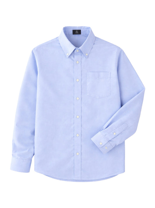 Unisex 1-Pocket Long Sleeve Pinpoint Oxford Shirt - 8140 - Lt. Powder Blue