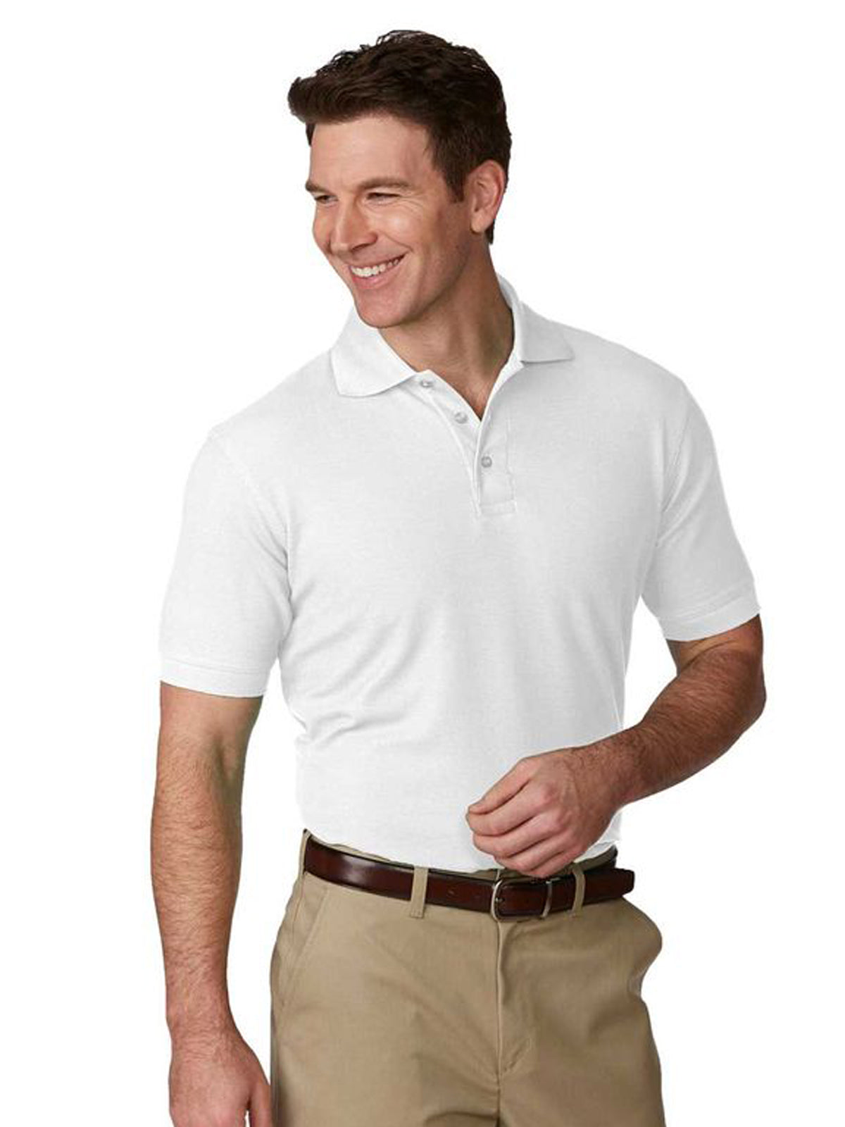 Unisex Pique Knit Short Sleeve Shirt - 8761 - White