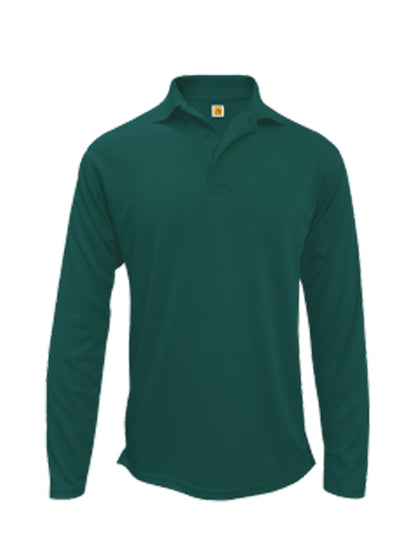 Unisex Performance Dri-Fit Jersy Knit Long Sleeve Polo - 8956 - Dark Green