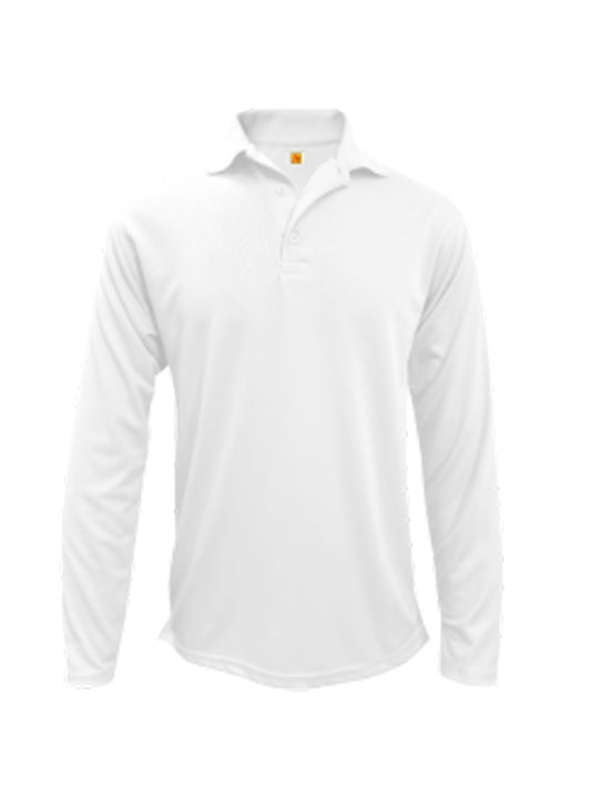 Unisex Performance Dri-Fit Jersy Knit Long Sleeve Polo - 8956 - White
