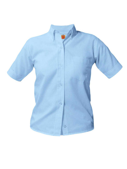 Girls Short Sleeve Blouse - 9503 - Light Blue