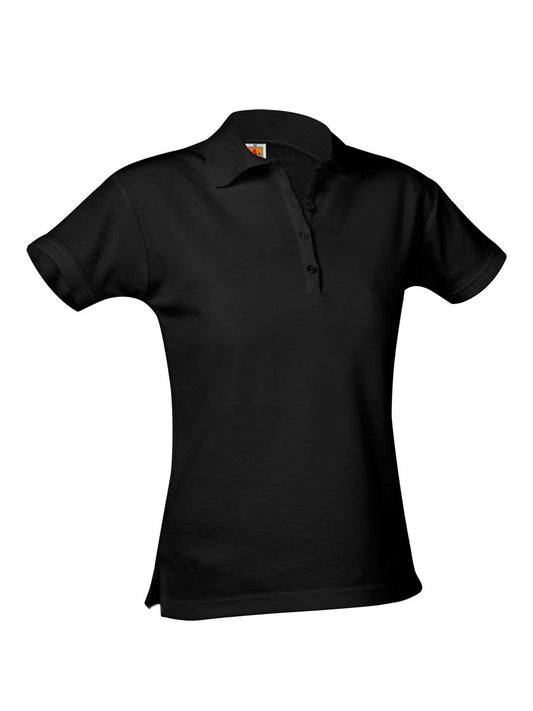 Ladies Pique Knit Short Sleeve Polo Shirt - 9735 - Black