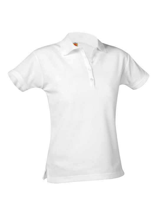 Ladies Pique Knit Short Sleeve Polo Shirt - 9735 - White