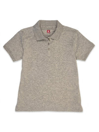 Women's Rib Trim Cuff Interlock Polo - 9737 - Ash Grey