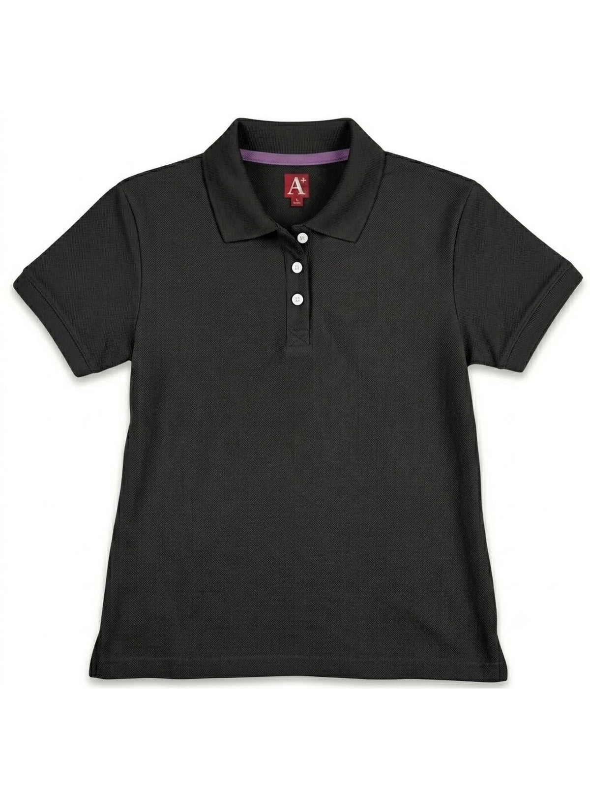 Women's Rib Trim Cuff Interlock Polo - 9737 - Black