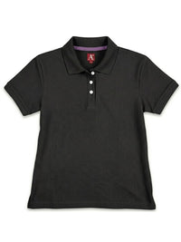 Women's Rib Trim Cuff Interlock Polo - 9737 - Black
