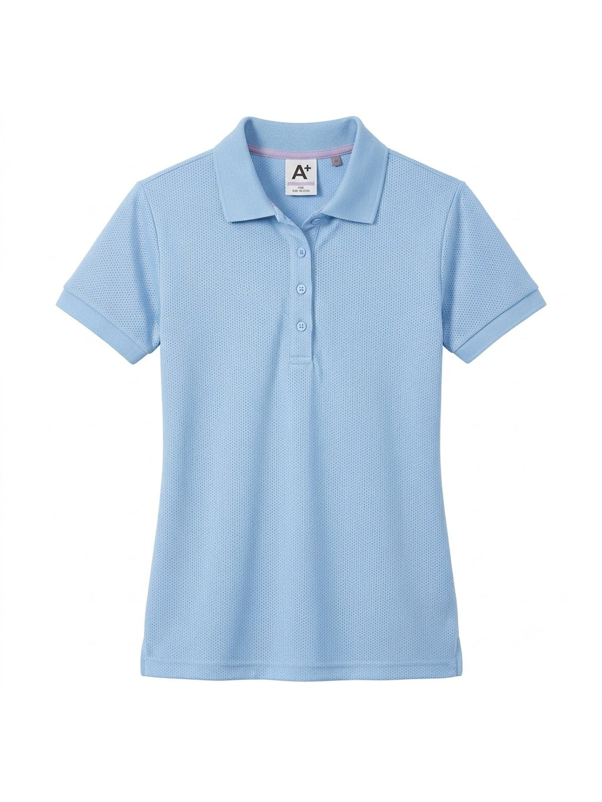 Women's Rib Trim Cuff Interlock Polo - 9737 - Light Blue