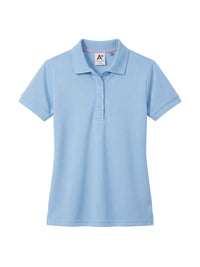 Women's Rib Trim Cuff Interlock Polo - 9737 - Light Blue