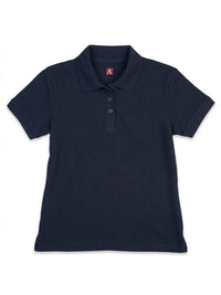 Women's Rib Trim Cuff Interlock Polo - 9737 - Dark Navy