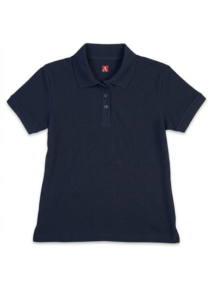 Women's Rib Trim Cuff Interlock Polo - 9737 - Dark Navy