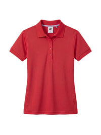 Women's Rib Trim Cuff Interlock Polo - 9737 - Red