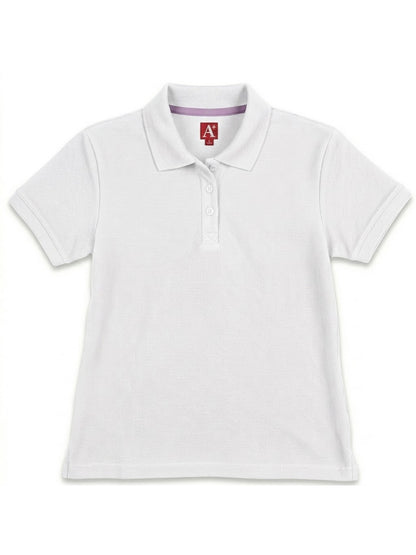 Women's Rib Trim Cuff Interlock Polo - 9737 - White